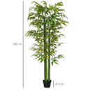 Pianta Artificiale di Bambù 180 cm Pianta Finta Realistica con Vaso Decorativo in Bambù e Plastica Verde      
