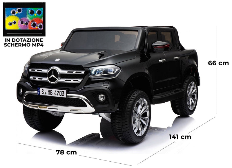Macchina Elettrica per Bambini 2 Posti 12V Mp4 con Licenza Mercedes Classe X Pick-up Nera