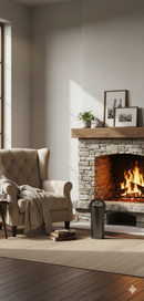 Trespolo per Attrezzi Camino Cilindrico Stella Alpina con Paletta Scopino Attizzino e Pinza Ø15,2x62 cm in Ferro Verniciato Grigio Martellato