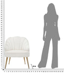 Poltrona Shell Crema 65x69x84 cm in Legno Spugna Poliestere e Acciaio Crema e Oro