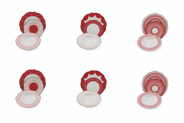 online VdE Tivoli 1996 Service de table en porcelaine rouge Wonderland 18 pièces