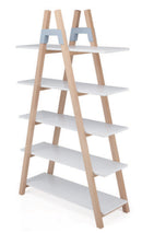 Libreria 5 Ripiani 100x40x170 cm in MDF e Legno Bianco/Faggio