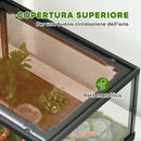 Rettilario Rialzato 60x45x32 cm con Doppia Serratura e Pareti in Vetro Nero      