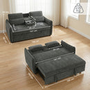 Divano Letto 2 Posti 166x90x84 cm con Schienale Regolabile in 3 Posizioni con 2 Cuscini in Ciniglia Grigio Scuro      