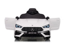 Macchina Elettrica per Bambini 12V Licenza Ufficiale Mercedes CLE53 Sedile in Pelle Bianco