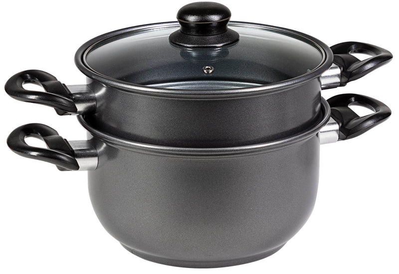 Batteria di Pentole 4 Pezzi in Alluminio Pressofuso Antiaderente Collection Set Friggi Vapo Grigio