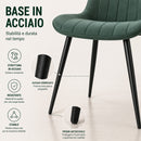 Set 4 Sedie da Pranzo Seduta Ergonomica 43x52x85 cm Struttura in Acciaio in Velluto Verde     