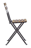 Set Tavolo e 2 Sedie da Giardino Pieghevoli Bistrò in Ferro e Legno di Acacia