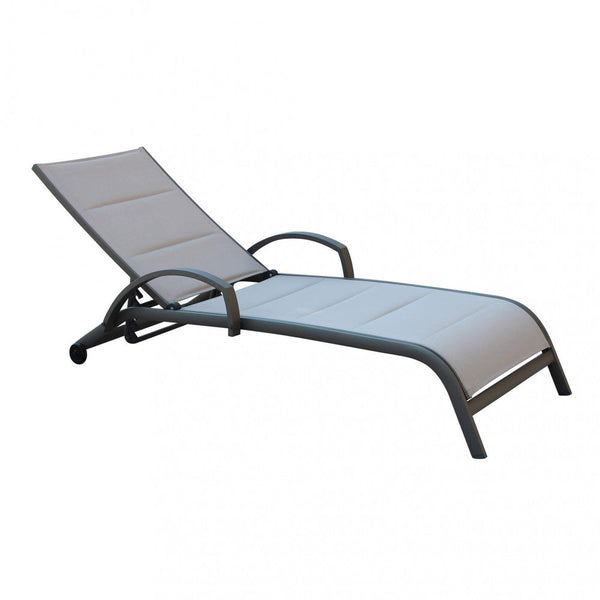 Bain de soleil de jardin empilable Malaga 196,5x71x92,5 h cm en aluminium taupe prezzo