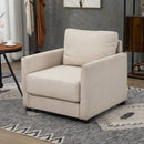 Poltrona Imbottita 80x85x88 cm in Tessuto Effetto Lino Beige