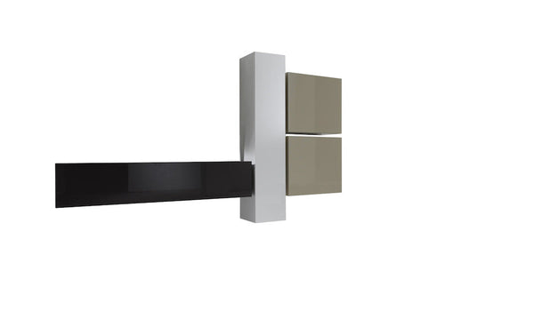 Mobilier de Salon Mural Equipé 4 Meubles Suspendus 225x31x139cm TFT Boost Blanc et Anthracite et Beige acquista