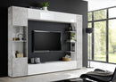 Parete Attrezzata Mobili Soggiorno Mobile TV Libreria Pensile e Mobile a Colonna TFT Akira 2 Bianco e Cemento