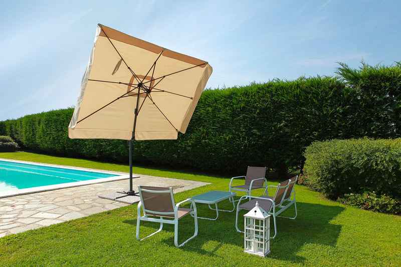 Ombrellone da Giardino Decentrato Quadrato a Sbalzo con Apertura e Chiusura a Manovella 3x4m 