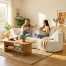 Divano modulare 3 Posti 260x106x82 cm con Seduta Ampia e Cuscini in Chenille Crema      