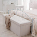 Baule Cassapanca Pouf Contenitore con Coperchio Imbottito in Similpelle Bianco