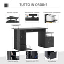 Scrivania Porta PC Moderna Tavolo da Ufficio con Ripiani Tastiera Scorrevole 152x60x88 cm Nero 