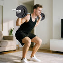 Pesi per Palestra 2 in 1 da 42 kg con 14 Dischi Bilanciere e Manubri in Acciaio Nero      