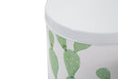 Cofanetti in Latta Cactus Set 3 Pz Ø15x13,5-14x11,5-12,5x10 cm in Ferro Bianco, Verde