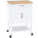Carrello da Cucina Salvaspazio in Legno Bianco 65x48x90 cm