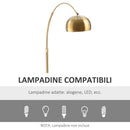 Lampada da Terra ad Arco 30x100x167 cm E27 Paralume in Metallo Oro e Nero