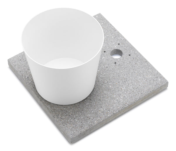 Base avec Plateau pour Fontaines avec Petit Anneau 40x40x5 cm en Ciment Blanc Belfer 42/BSE/4 sconto