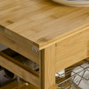 Carrello da Cucina con Cassetto 66x36x79 cm Armadietto e Cestino in Legno