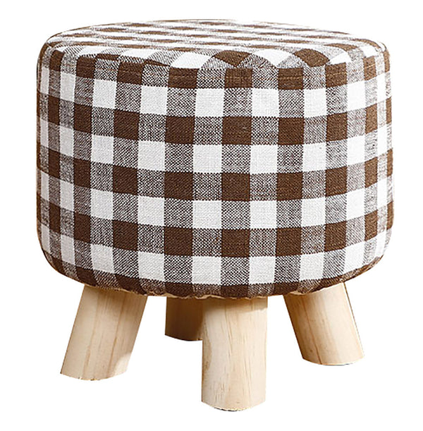 Pouf en Tissu et Bois de Pin 29x29 cm Fumer Megan Marron et Blanc sconto