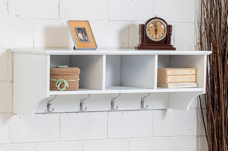 Mensola Appendiabiti in Legno 79x25x25 cm Cortina Bianco