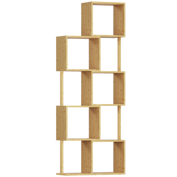 online Libreria Moderna Asimmetrica a 5 Livelli 62,5x23x165 cm in Bambù Colore Legno Naturale