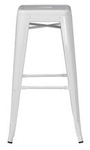 Set 4 Sgabelli Impilabili 44x44x77 cm in Lamiera Galvanizzata Avorio