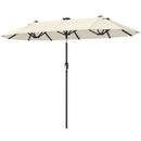 Ombrellone Doppio 292x150x220 cm con Luci LED e Manovella in Poliestere e Acciaio Beige      