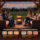 Stufa a Gas ed Elettrica Pieghevole 4,2 kW 42x45x75 cm con Sensore ODS e Protezione Antiribaltamento in Metallo Nero      