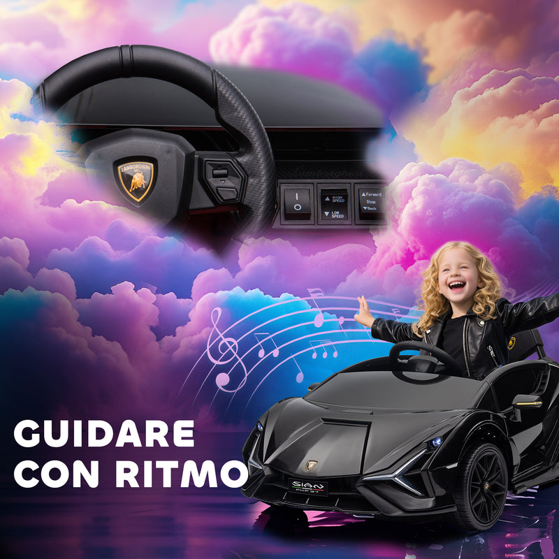 Macchina Elettrica per Bambini Licenza Ufficiale Lamborghini Sian 12V con Telecomando Nero  