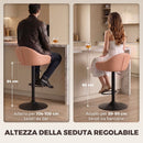 Set 2 Sgabelli da Bar Regolabili 49,5x48,5x86-108 cm con Schienale e Poggiapiedi in Pelle PU Marrone      