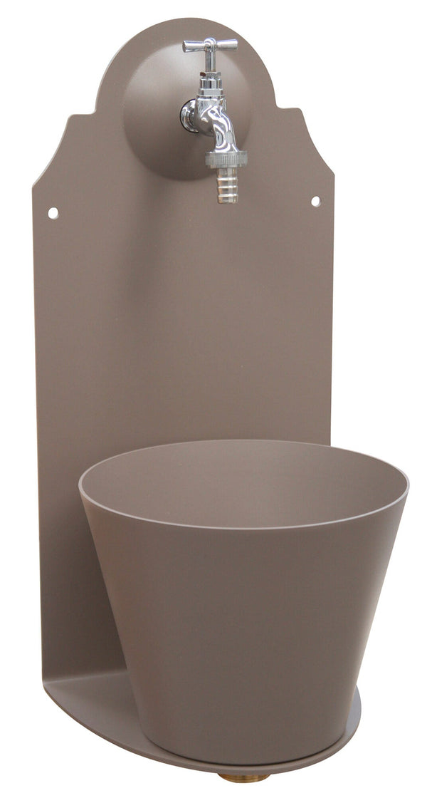 prezzo Fontana a Parete da Giardino con Rubinetto in Acciaio e Alluminio Oxford Tortora