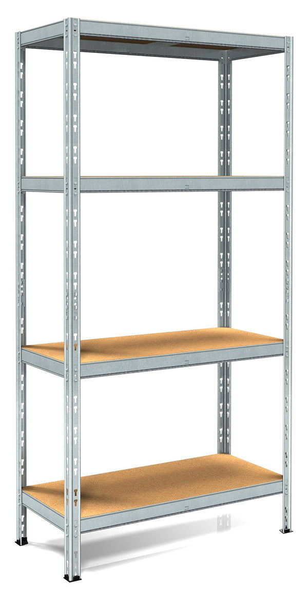 acquista Scaffale in Metallo ad Incastro 4 Ripiani in Legno 100x40xh180 cm Pokerino Zincato