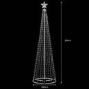 Albero di Natale Luminoso Ø80x280 cm 753 LED con 8 Giochi di Luce da Esterno in Metallo Bianco Freddo      