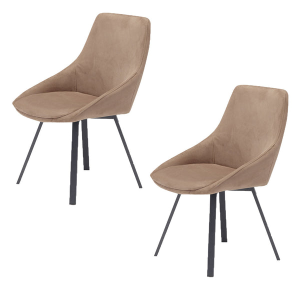 Set 2 sedie Imbottite 51x60x88 cm In Tessuto Suet Asia Castagna sconto