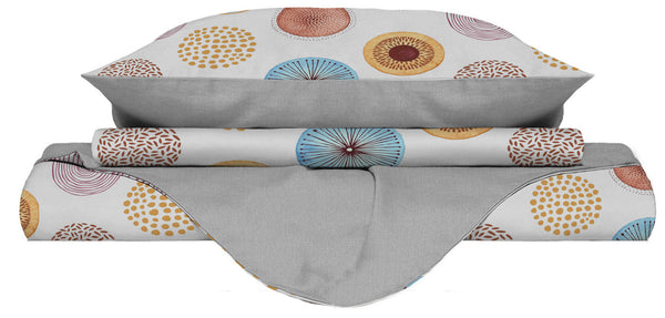 Housse de couette double avec impression sur le sac et les taies d'oreiller sconto