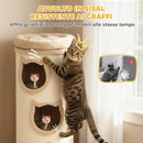 Torre Tiragraffi per Gatti Alta 96 cm con 3 Casette e Lettino Superiore Rimovibile e Lavabile Crema      
