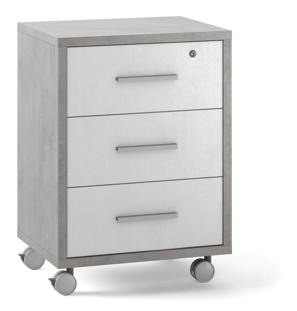Commode 3 Tiroirs sur Roulettes 51x71x41 cm Ciment/Oxyde Blanc online