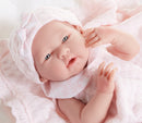 Bambola Bebè Neonato con Copertina Rosa 38cm JC Toys