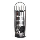 Set Camino 4 Pezzi 68x22 cm Scopino Paletta Attizzatoio e Pinza con Supporto Crash Black Nero