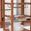 Carrello da Cucina Servizio Ausiliare in Legno e Metallo Cromato con 6 Ruote e Cassetto