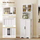 Mobile Dispensa Cucina 60x39,5x179,6 cm con 2 Armadietti e 8 Ripiani in Legno e Acrilico Bianco      
