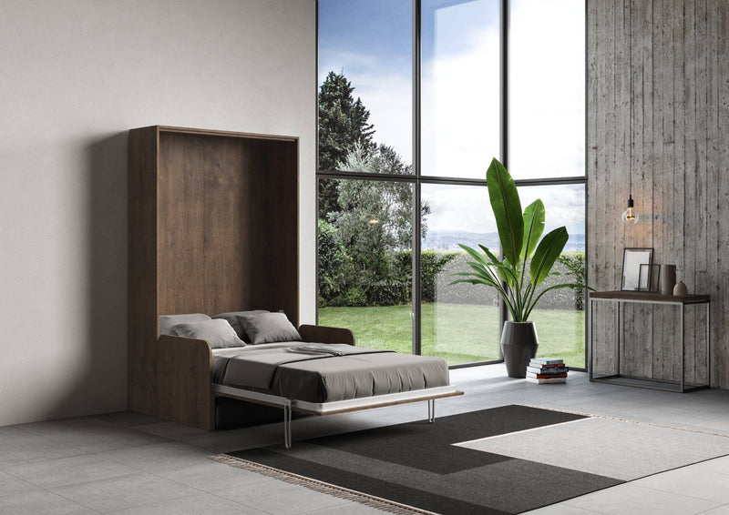 Letto Matrimoniale Francese a Scomparsa Salvaspazio con Sofà Kentaro H210 cm Marrone