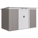Ripostiglio da Giardino 280x130x172 cm con 2 Prese d'Aria e 2 Porte Scorrevoli in Acciaio Grigio Chiaro      