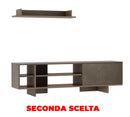 Mobile TV 160x35,6x44 cm con Armadietto e Mensola in Legno Grigio Seconda Scelta