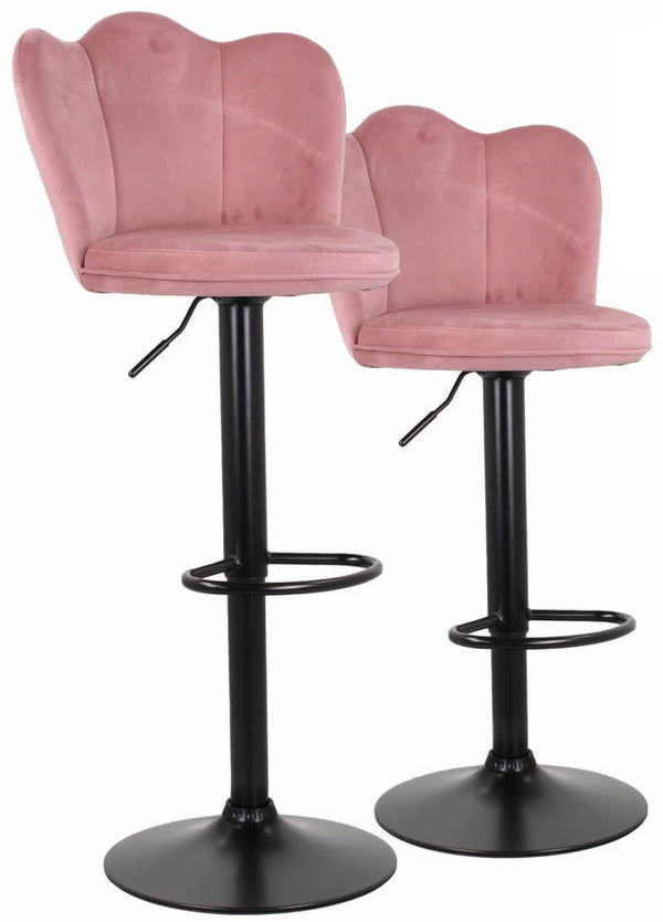 Set 2 Tabourets 38x38x60/80 cm en Velours Base Noir Poudré prezzo