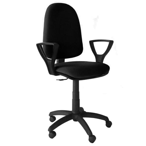 acquista Chaise de bureau opérative en tissu noir avec roues et accoudoirs 